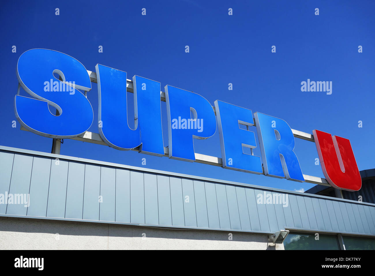 Super U Supermarkt Zeichen, Frankreich Stockfoto