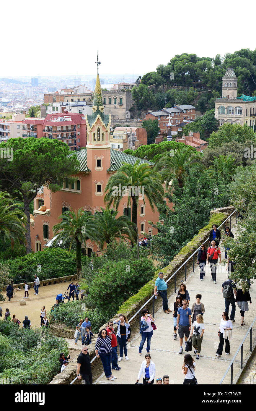 Casa Museu Gaudi im Parc Güell, das Haus und Museum, das Antoni Gaudi, Barcelona, Spanien Stockfoto