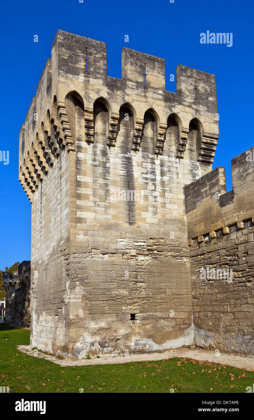 Turm der befestigten Stadtmauern (Wälle, ca. XIV c.). Avignon, Frankreich Stockfoto