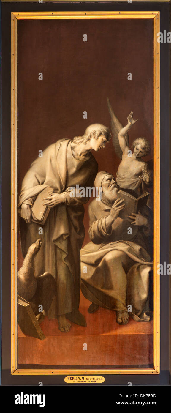 Antwerpen, Belgien - 4 SEPTEMBER: Der Evangelist St. John und Matthew von Pepijn. M. (1575-1642) in der Kathedrale unserer lieben Frau Stockfoto
