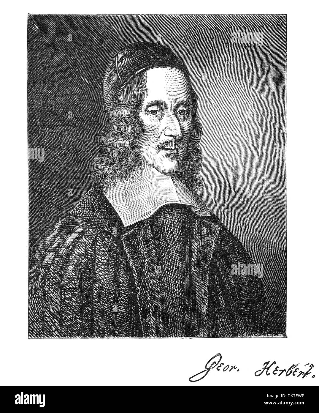 George Herbert (1593-1633) war ein Welsh geboren, englischer Dichter, Redner und anglikanischer Priester. Gravur von einer Zeitschrift gedruckt im Jahre 1873. Stockfoto
