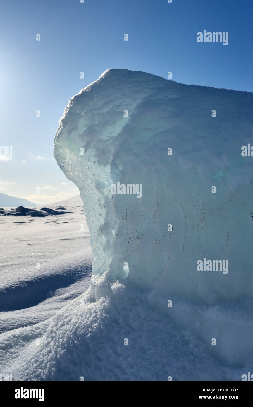 Eis aus gefroren in das Packeis, Spitzbergen, Svalbard, Norwegen. Stockfoto