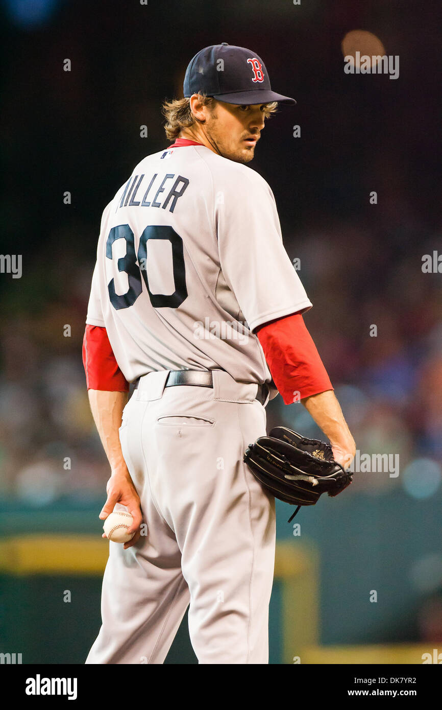 2. Juli 2011 - Houston, Texas, USA - Boston Rot Sox Kannen Andrew Miller (30) Pitchen gegen die Astros. Boston Red Sox schlagen die Houston Astros 10 - 4 im Minute Maid Park in Houston Texas. (Kredit-Bild: © Juan DeLeon/Southcreek Global/ZUMAPRESS.com) Stockfoto