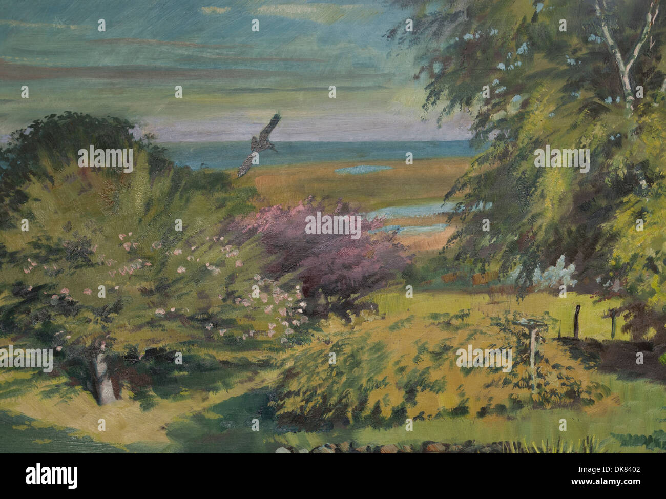 Einem englischen Landhaus Garten Ölgemälde Stockfoto