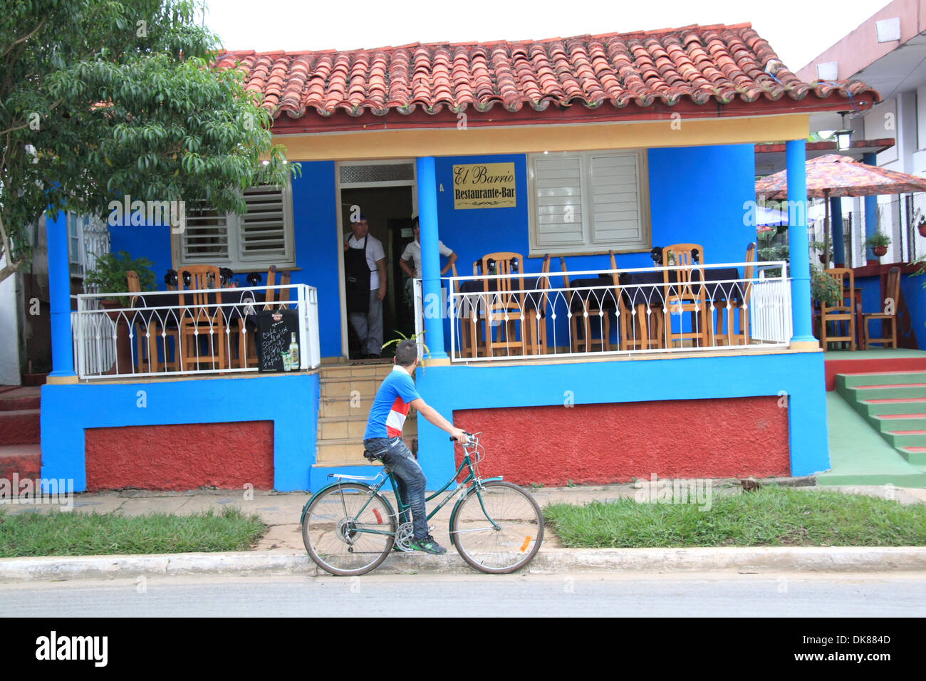 El Barrio Restaurant, Calle Salvador Cisneros, Viñales, Provinz Pinar del Rio, Kuba, Karibik, Mittelamerika Stockfoto