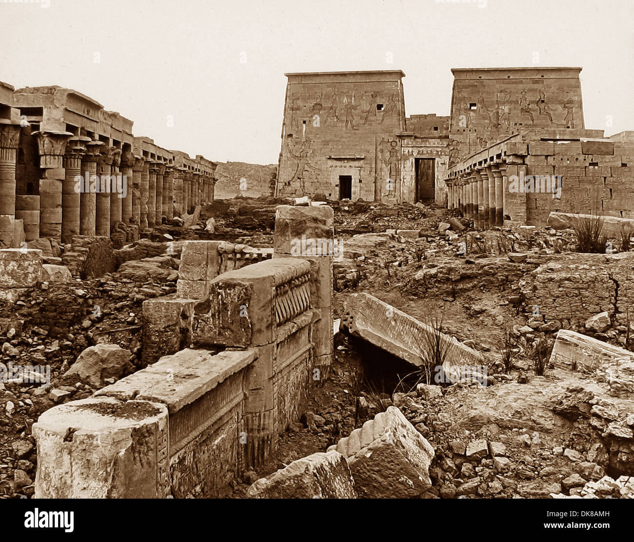 Ägypten-Tempel der Isis in Philae viktorianische Periode Stockfoto