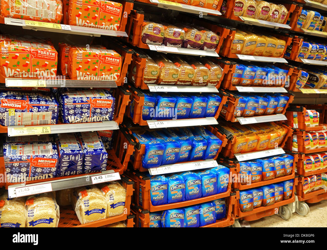 Brote in eine britische Supermarktkette Stockfoto