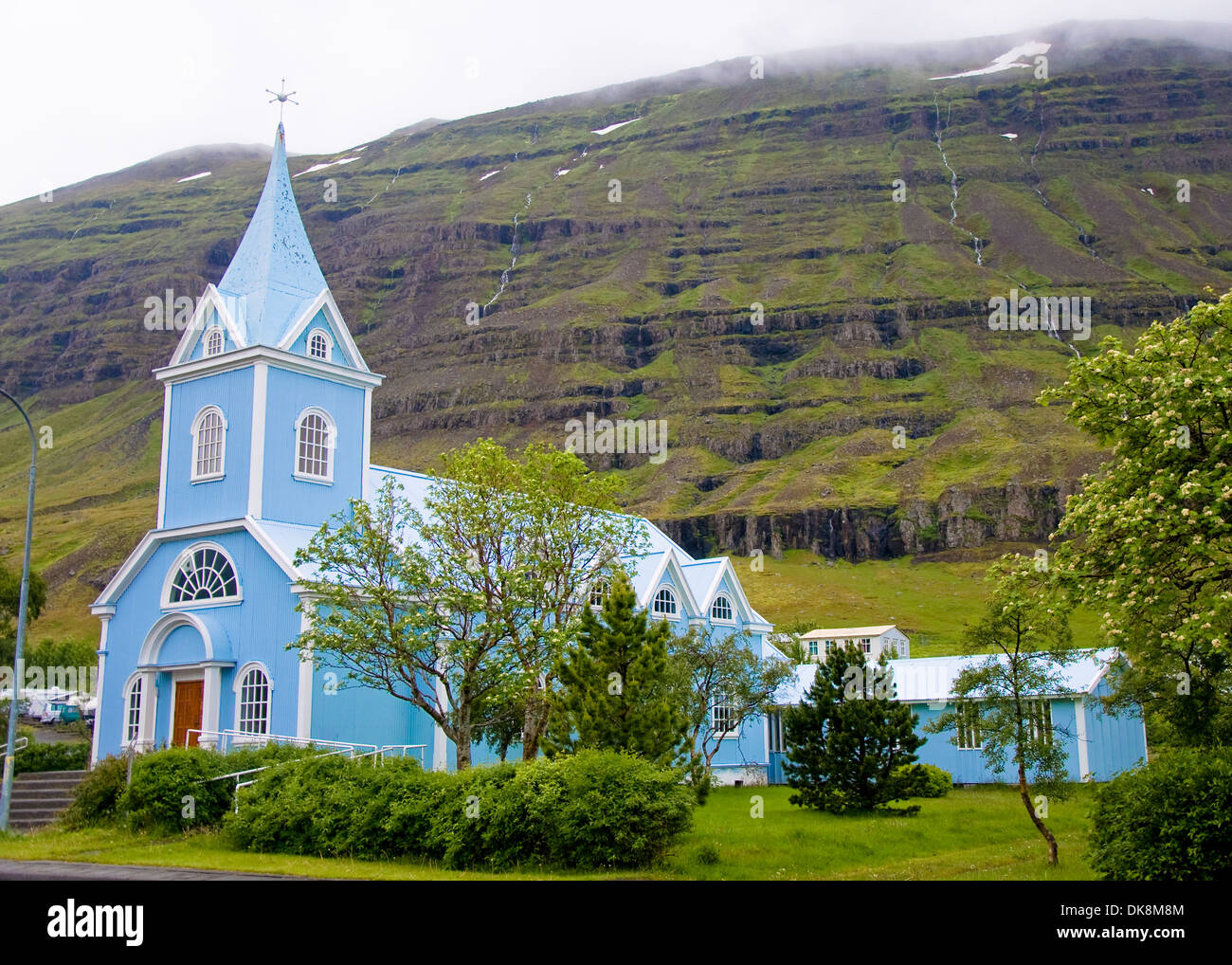 Bunte Kirche, Seydisfjordur, Island Stockfoto