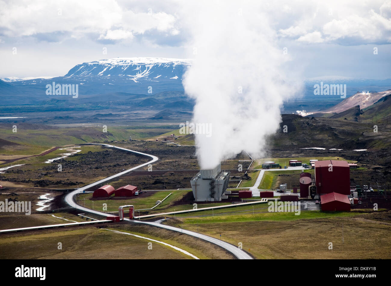 Kroflustoo geothermische Kraftwerk Krafla, Island Stockfoto