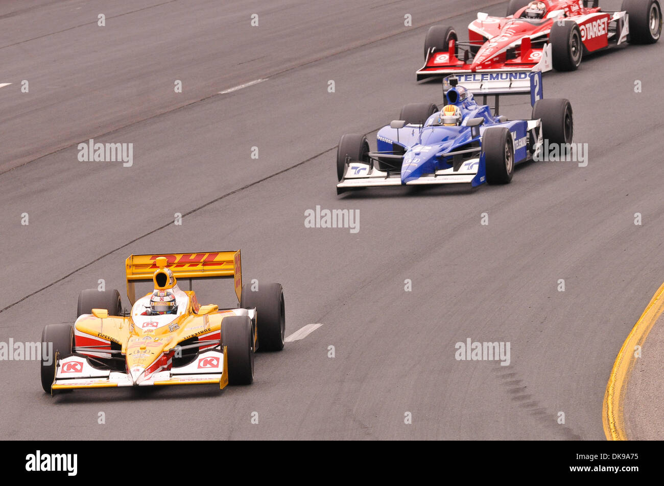 14. August 2011 - Loudon, New Hampshire, USA - führt Ryan Hunter-Reay fahren Team DHL, Circle K, Sun Drop Zitrus Soda #28 nach dem Neustart während der MoveThatBlock.com 225 auf dem New Hampshire Motor Speedway. (Kredit-Bild: © Geoff Bolte/Southcreek Global/ZUMAPRESS.com) Stockfoto