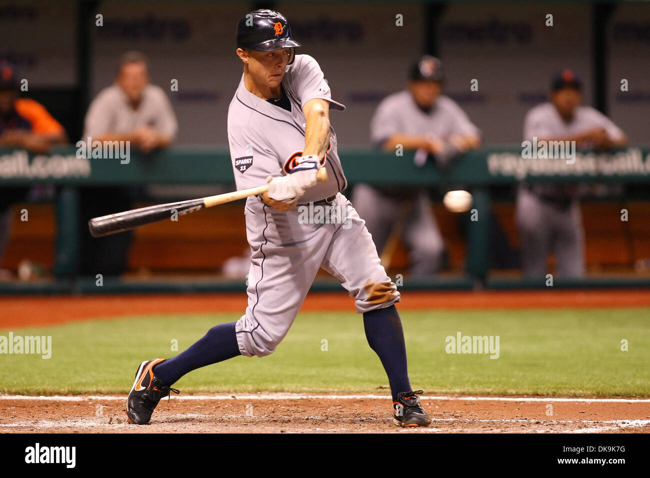 23. August 2011 - St. Petersburg, Florida, USA - Detroit Tigers dritte Baseman Brandon Inge (15) at bat bei einem Baseball-Spiel zwischen den Tampa Bay Rays und die Detroit Tigers im Tropicana Field. Detroit Tigers Zuleitung 2-1 (Credit-Bild: © Luke Johnson/Southcreek Global/ZUMApress.com) Stockfoto