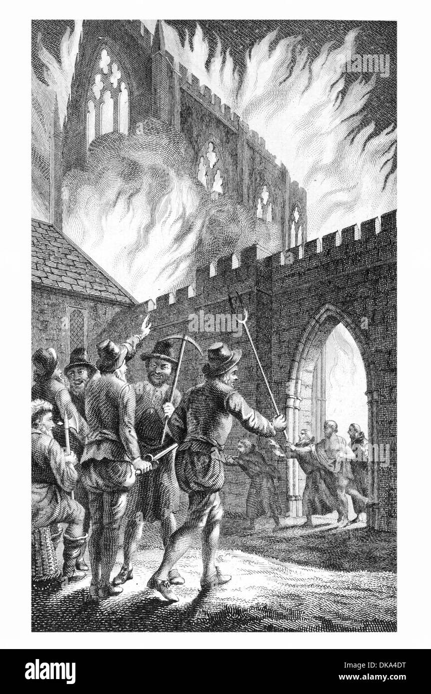 Die Verbrennung des Heiligen Johannes des Klosters in der Nähe von Smithfield, von Wat Tyler Gesindel Stockfoto