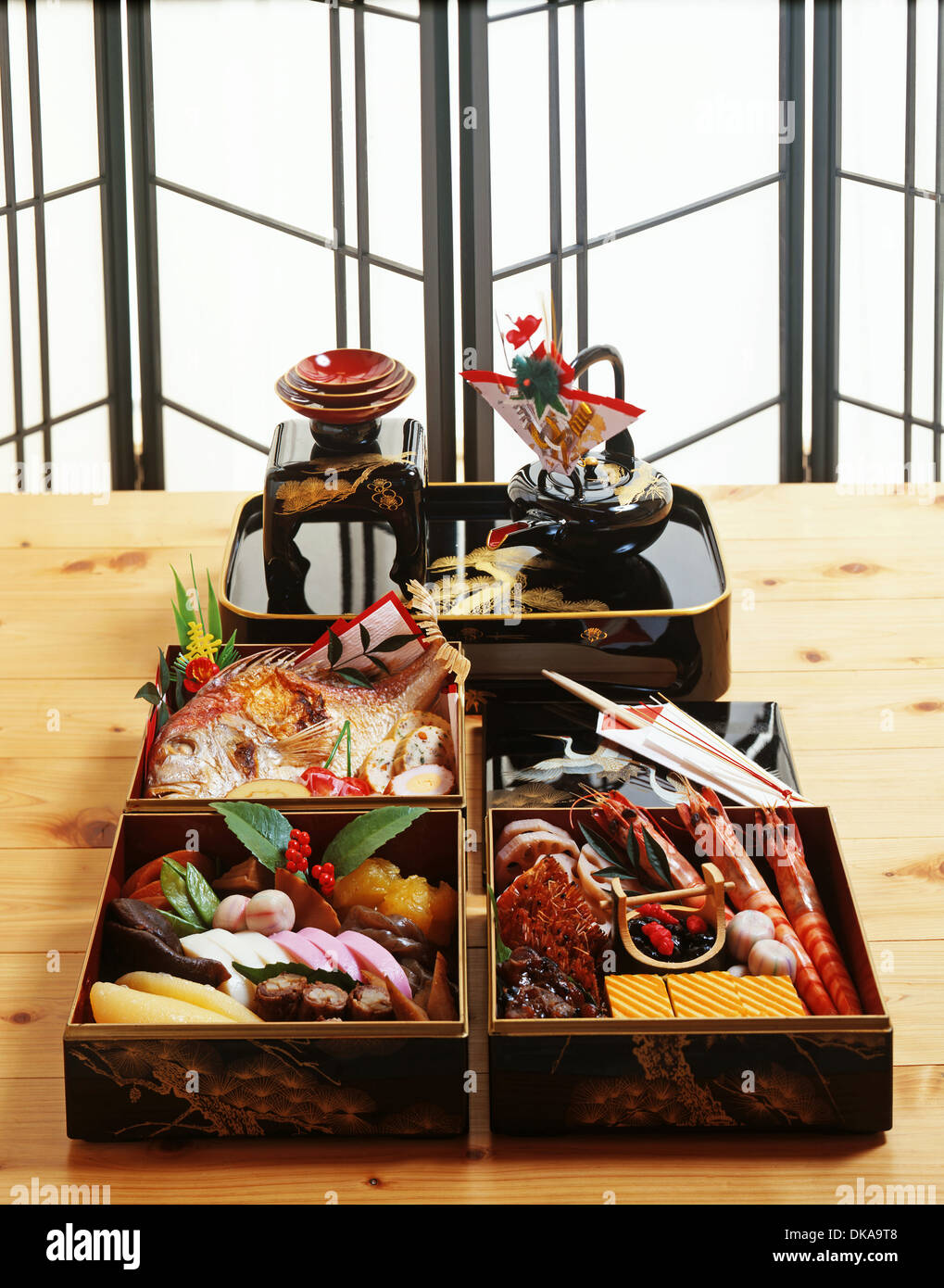 Traditionelle Gerichte der japanischen New Year Stockfoto