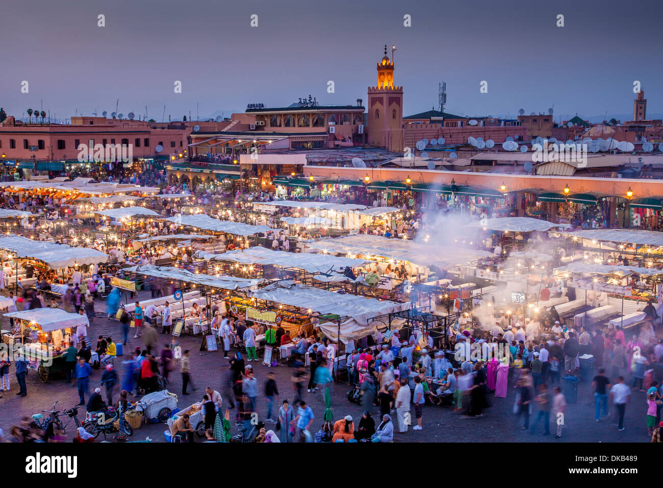 Djemaa el-Fna Platz in Marrakesch, Marokko Stockfoto