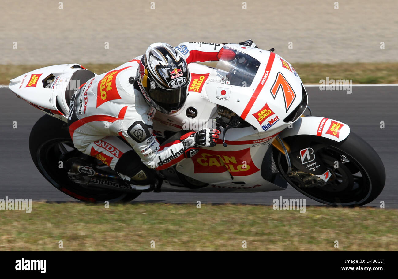 30. September 2011 - Motegi, Japan - HIROSHI AOYAMA von Japan und San Carlo Honda Gresini in Aktion während des ersten freien Trainings für die MotoGP World Championship Grand Prix von Japan auf dem Twin Ring Motegi am 30. September 2011 in Motegi, Japan. (Kredit-Bild: © Koichi Kamoshida/Jana Press/ZUMAPRESS.com) Stockfoto