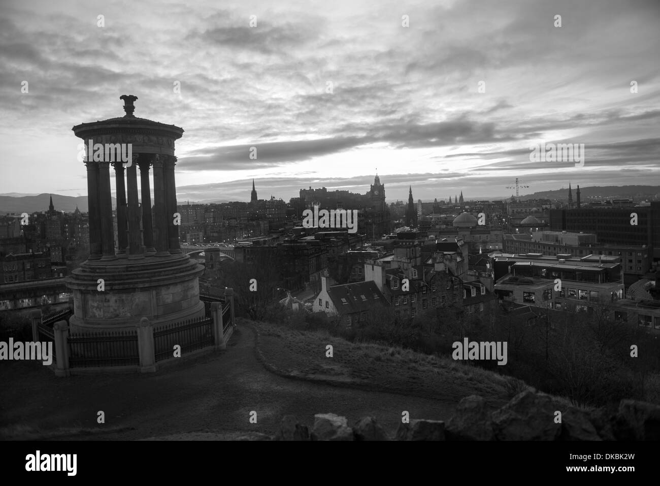 Skyline von Edinburgh. Blick vom Calton Hill. Edinburgh, Schottland. Stockfoto