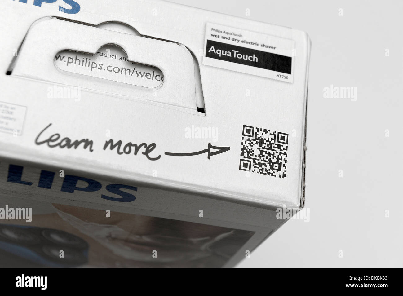 Quick Response-Code auf der Oberseite einen elektrischen Rasierer von Philips Stockfoto