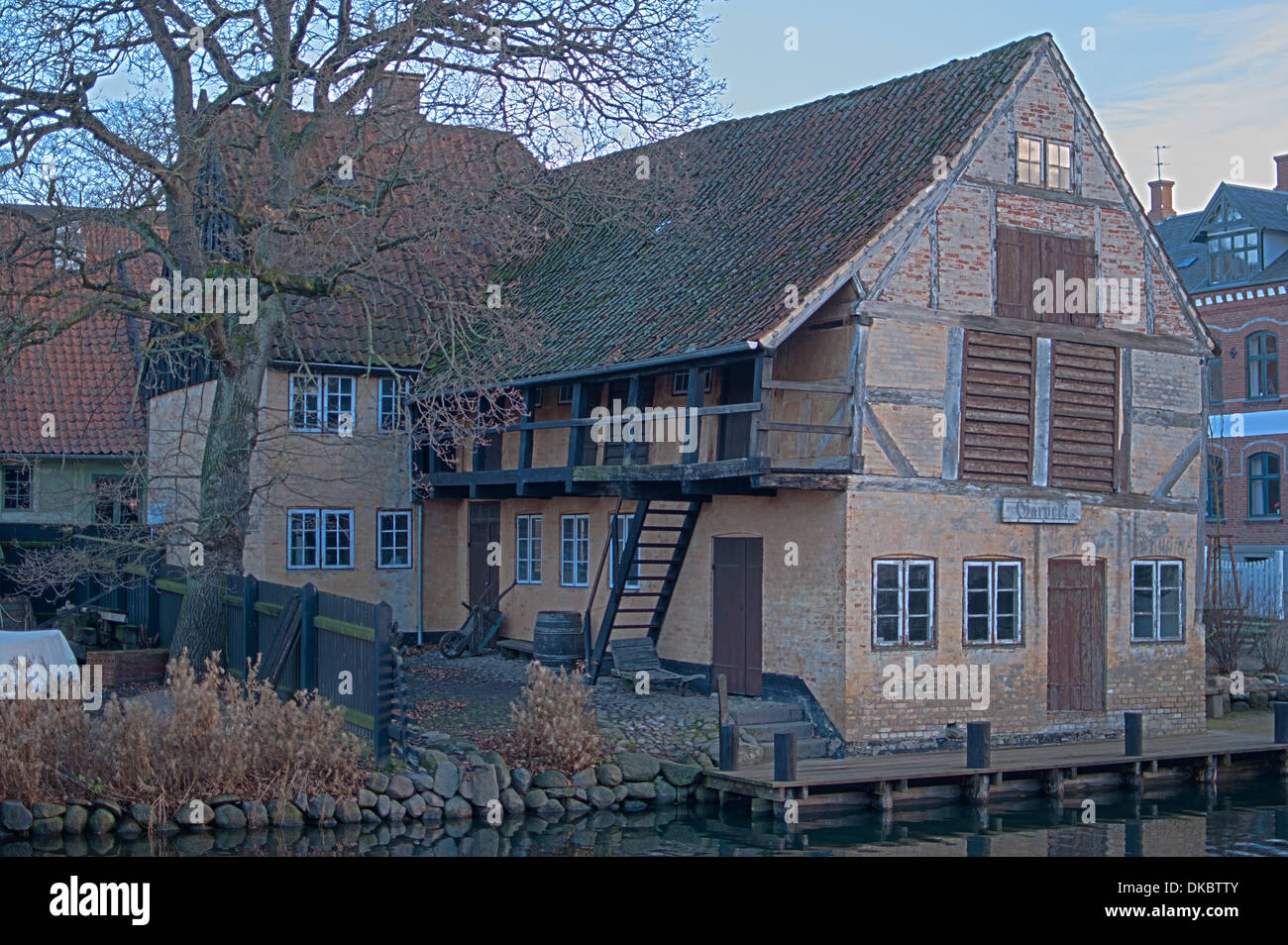 Haus von der Stadt Randers, jetzt genannt Den Gamle By, in Aarhus in Dänemark Open Air Museum Stockfoto
