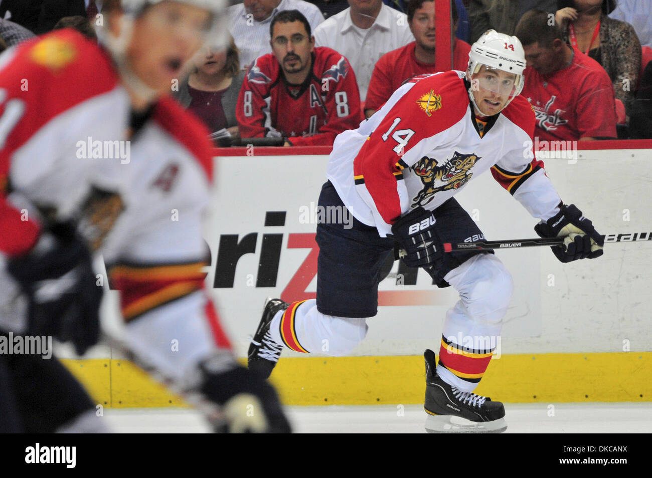 18. Oktober 2011 - Washington Dc, District Of Columbia, Vereinigte Staaten von Amerika - Verizon Center NHL Spiel Action. Ex-Hauptstädte Florida Panthers linken Flügel Tomas Fleischmann (14) endgültige Ergebnis; 3 Hauptstädte Panthers 0 (Kredit-Bild: © Roland Pintilie/Southcreek/ZUMAPRESS.com) Stockfoto