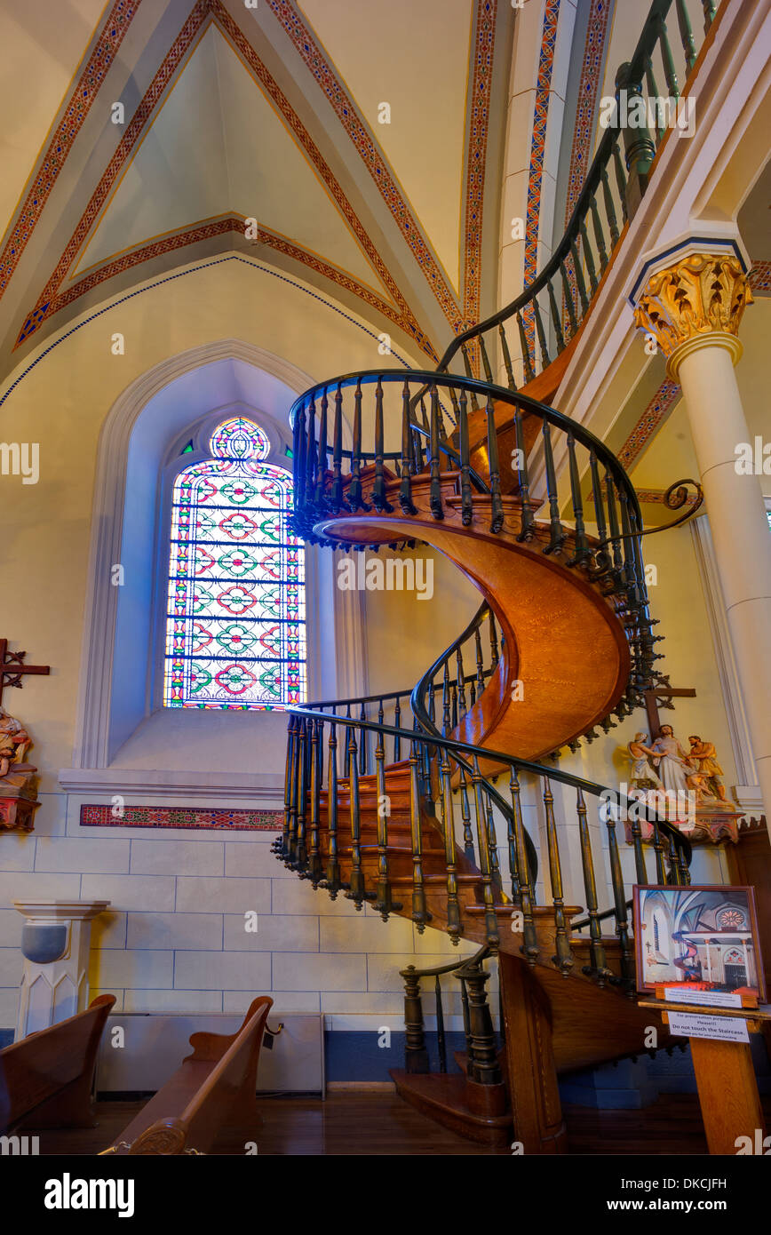 Wendeltreppe im Loretto-Kapelle. Santa Fe, New Mexico Stockfoto