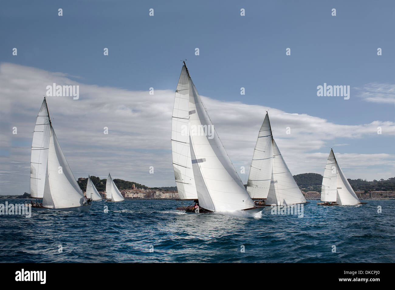 Flotte von klassischen Segelyachten Stockfoto