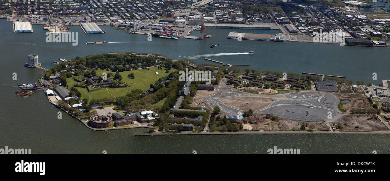 Luftaufnahme Governors Island, Manhattan, New York City Stockfoto