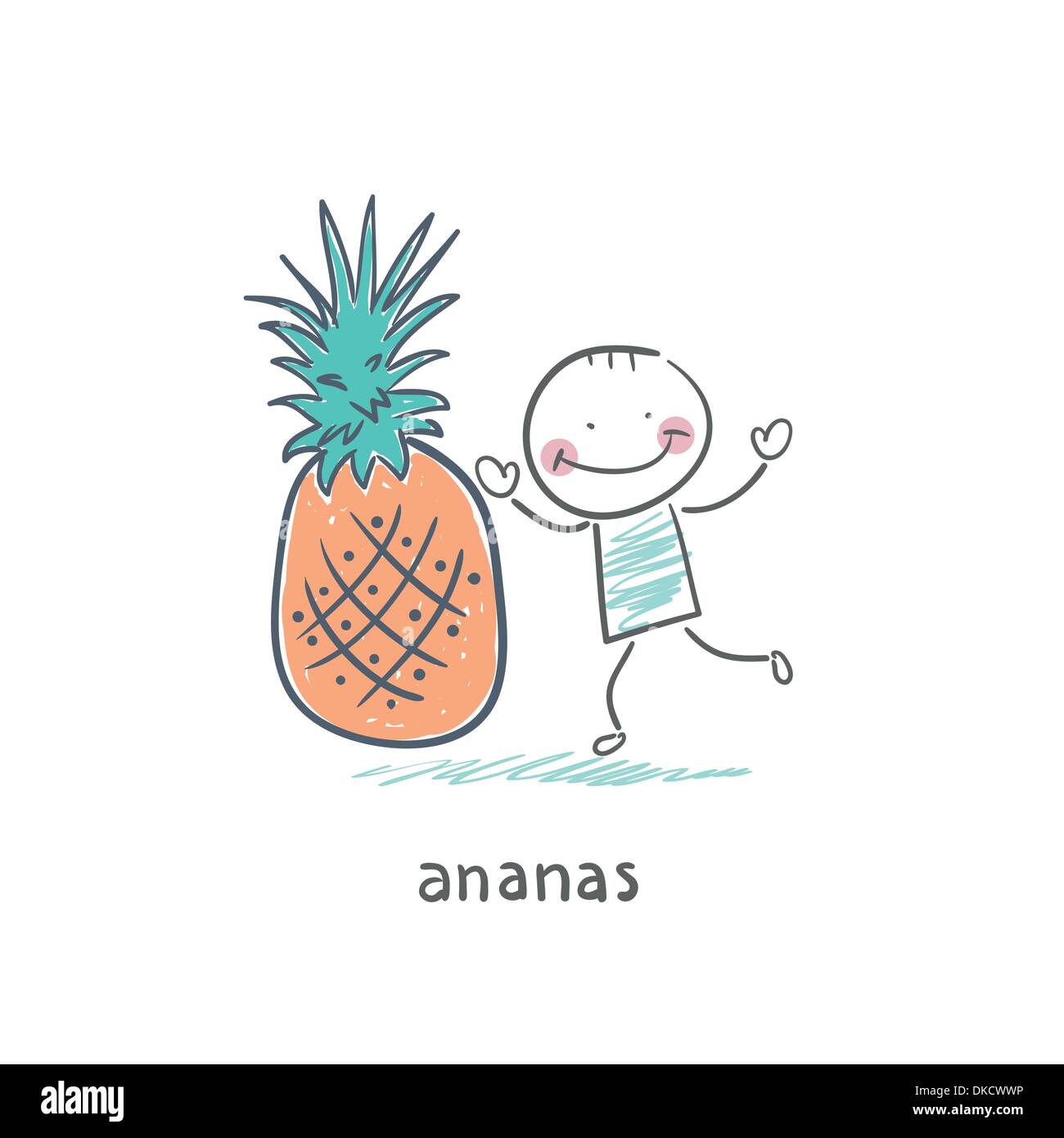 Mann und Ananas Stock Vektor