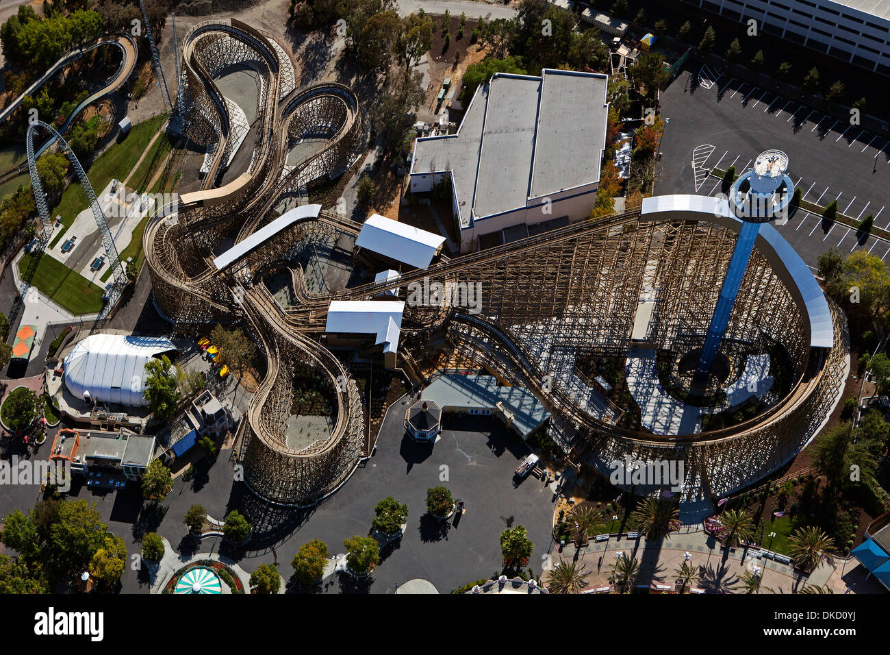 Luftaufnahme Great America Rollercoaster Silicon Valley, Kalifornien Stockfoto