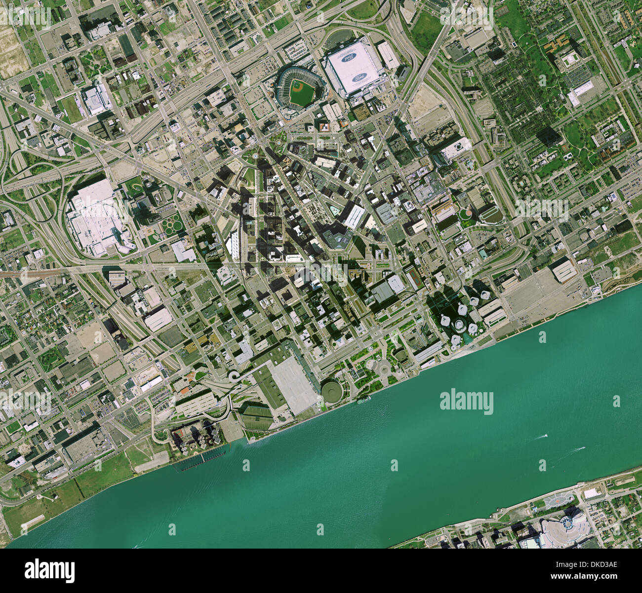 Luftbild-Karte von Detroit, Michigan Stockfoto
