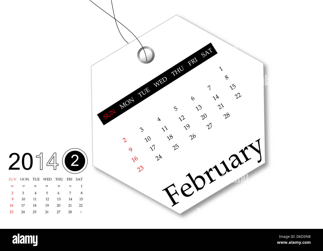 Kalender Februar 2014 für Tag design Stockfoto