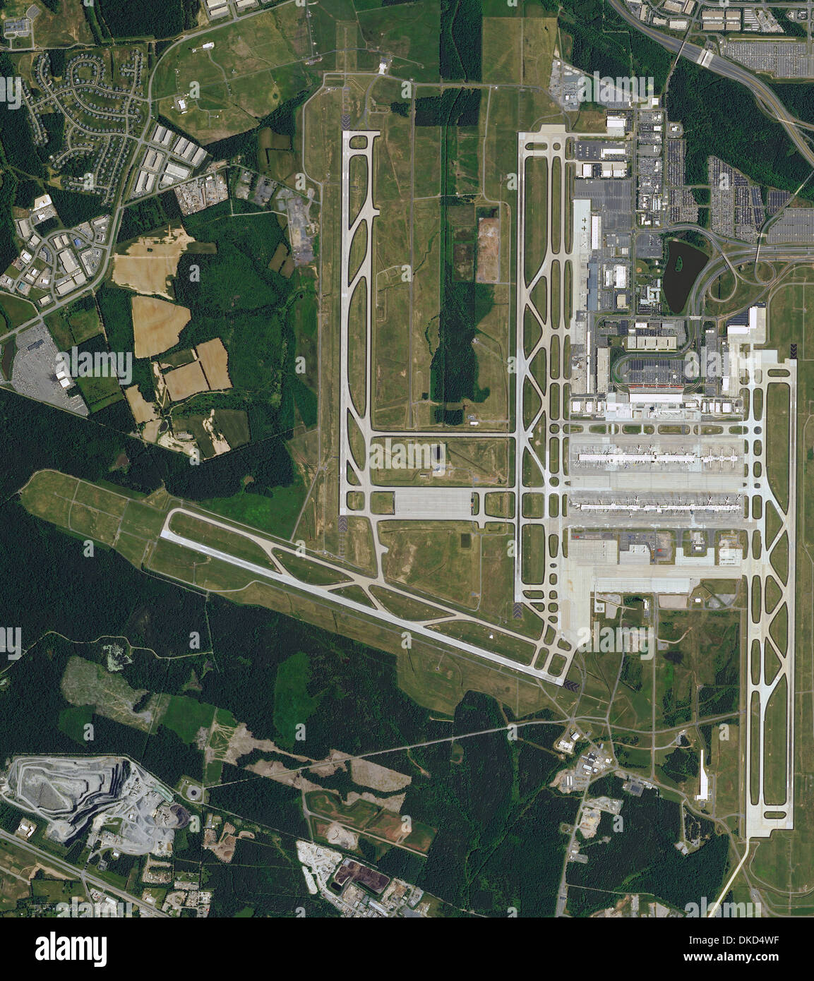 Luftbild-Karte von Washington Dulles International Airport, Virginia Stockfoto