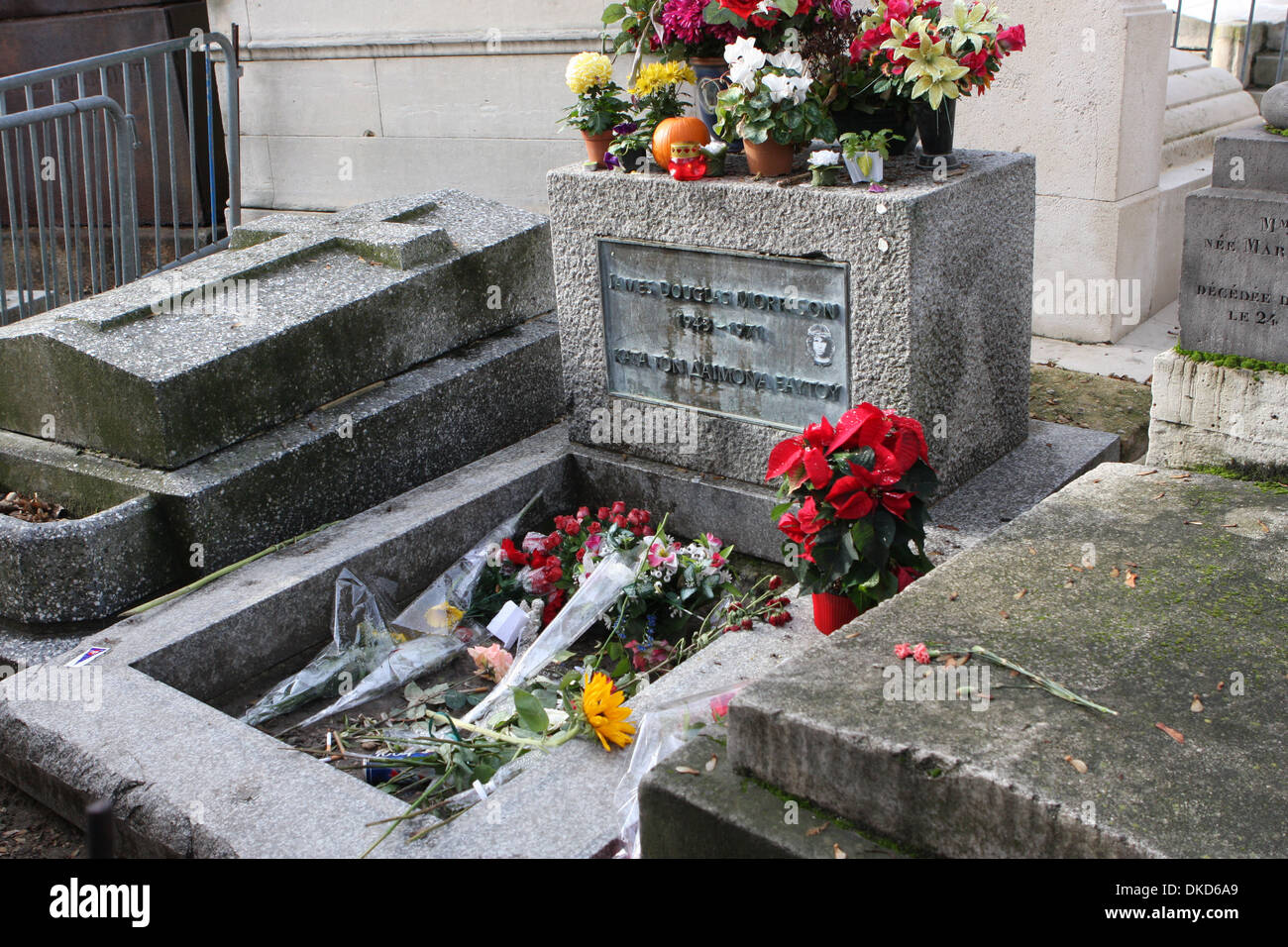 Jim Morrison Grab im Friedhof Père Lachaise Paris Stockfoto