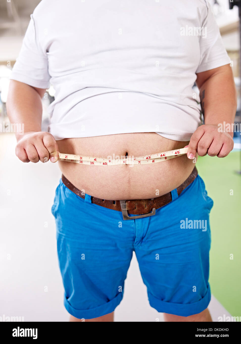 übergewichtiger Mann Stockfoto