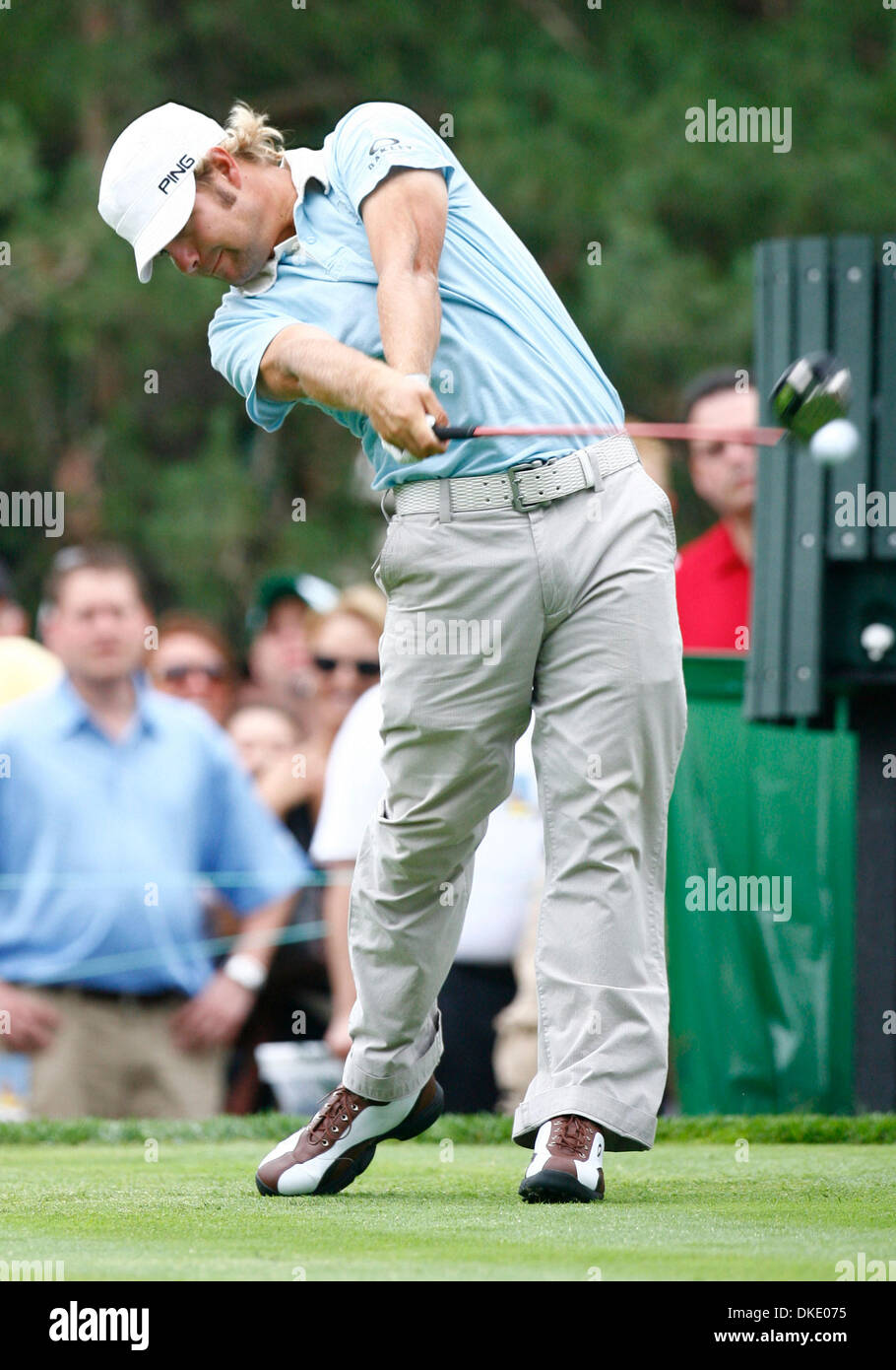 3. Juni 2007 - Dublin, OH, USA - RYAN MOORE (USA) bei der Endrunde des Turniers Memorial im Muirfield Village Golf Club in Dublin, Ohio statt. (Kredit-Bild: © Andy Altenburger/Symbol SMI/ZUMA Press) Einschränkungen: Japan, Frankreich und Italien Rechte heraus! Stockfoto