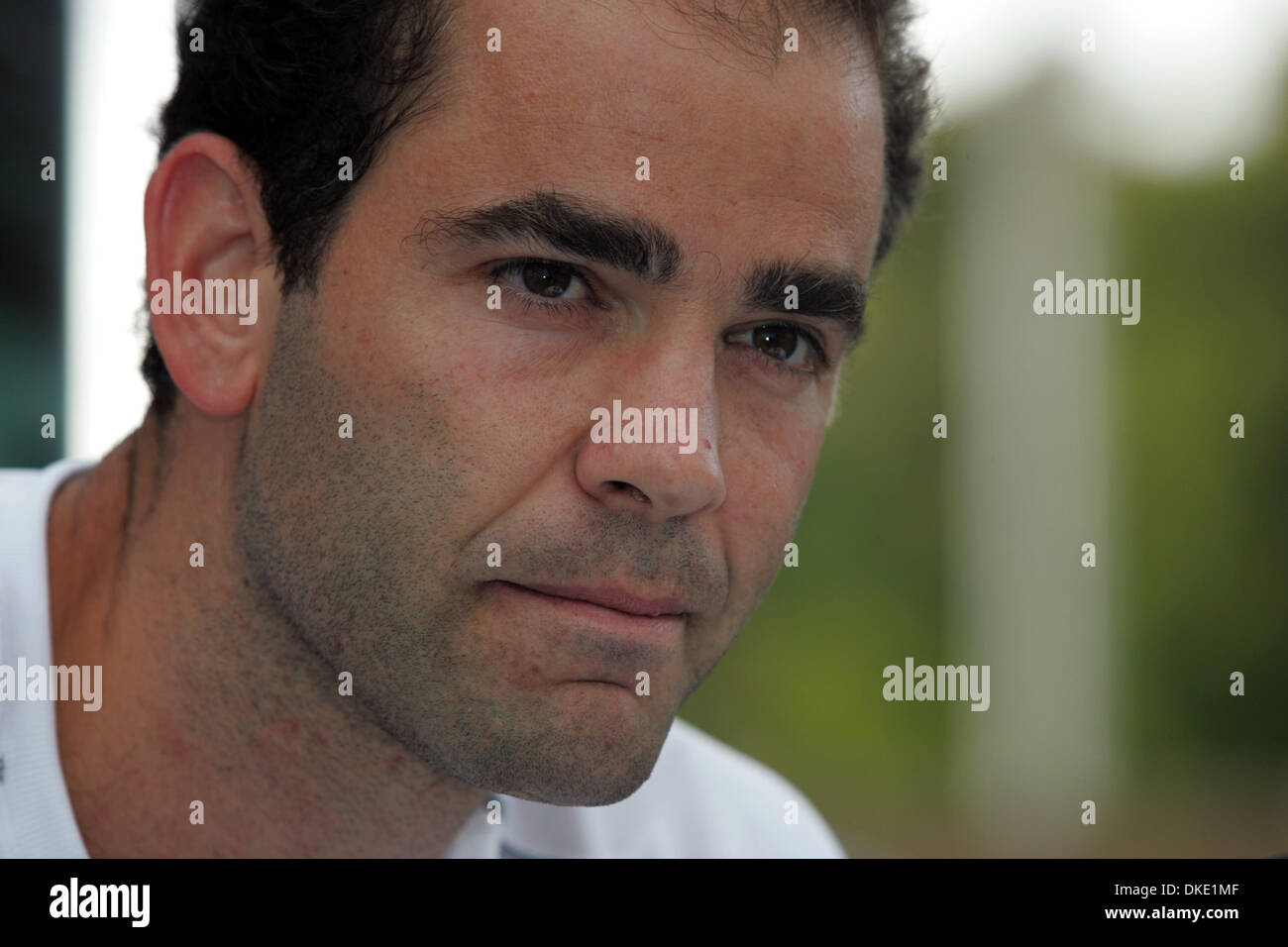 10. Juli 2007 - Newport Beach, CA, USA - PETE SAMPRAS (35) spielt für die Newport Beach Breakers beim World Team Tennis 2007 Event. Sampras gewann alle Zeit Rekord 14 Grand-Slam-Titel im Einzel - sieben Wimbledon Meisterschaften (1993-95, 1997-2000), fünf US Open-Titel (1990, 93, 95, 96, 2002) und zwei Australian Opens (1994, 1997). Fertige rangiert im Jahr No1 in der Welt einen Rekord 6-con Stockfoto