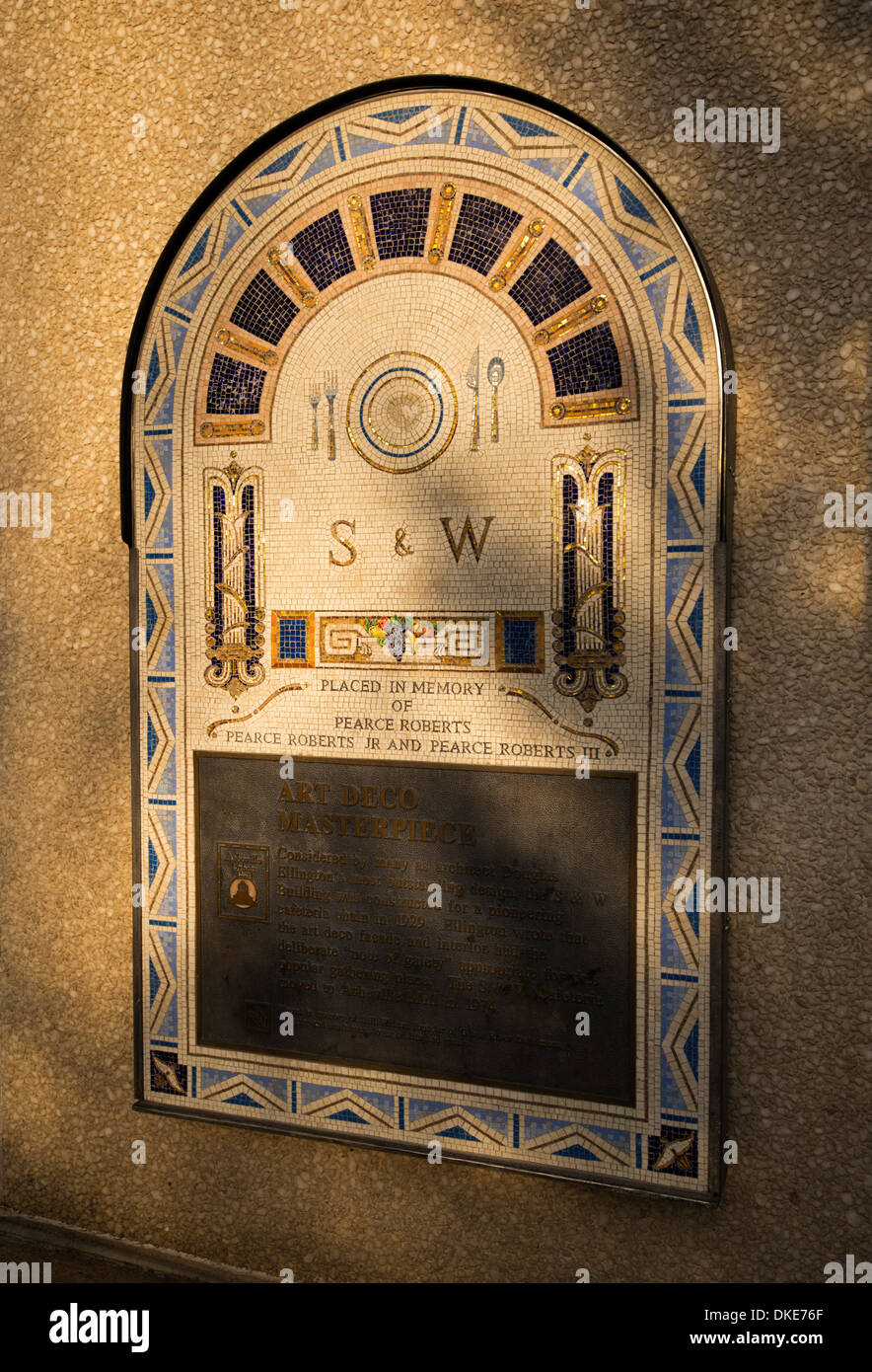 S & W Cafeteria Gebäude Plaque, gedenken, Denkmal, in Asheville, North Carolina Stockfoto