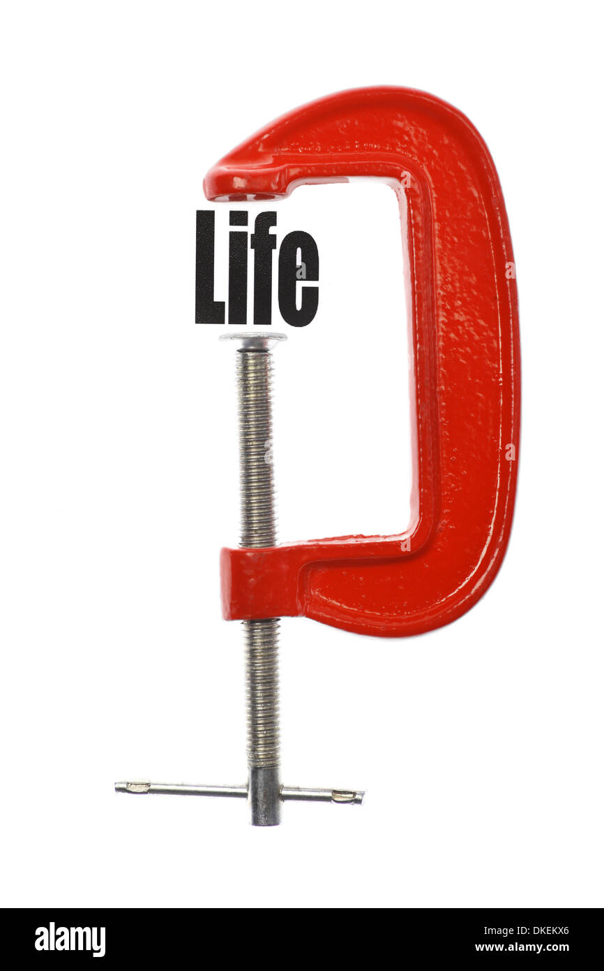 Nahaufnahme Schuss roten Laster und das Wort "Leben" Stockfoto