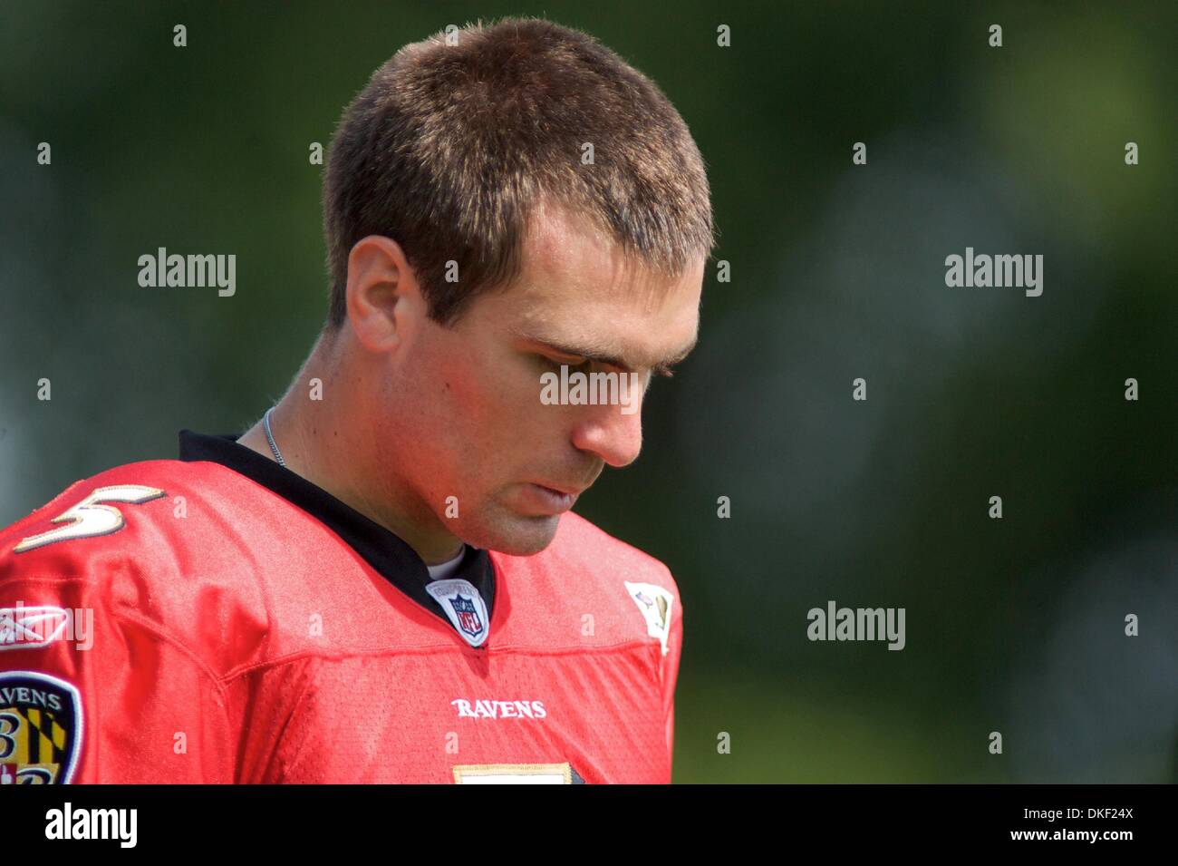 11. August 2009: Baltimore Ravens Quarterback Joe Flacco während der Baltimore Ravens 2009 Trainingslager am Mc Daniels College in Westminster, Maryland (Credit-Bild: © Southcreek Global/ZUMApress.com) Stockfoto