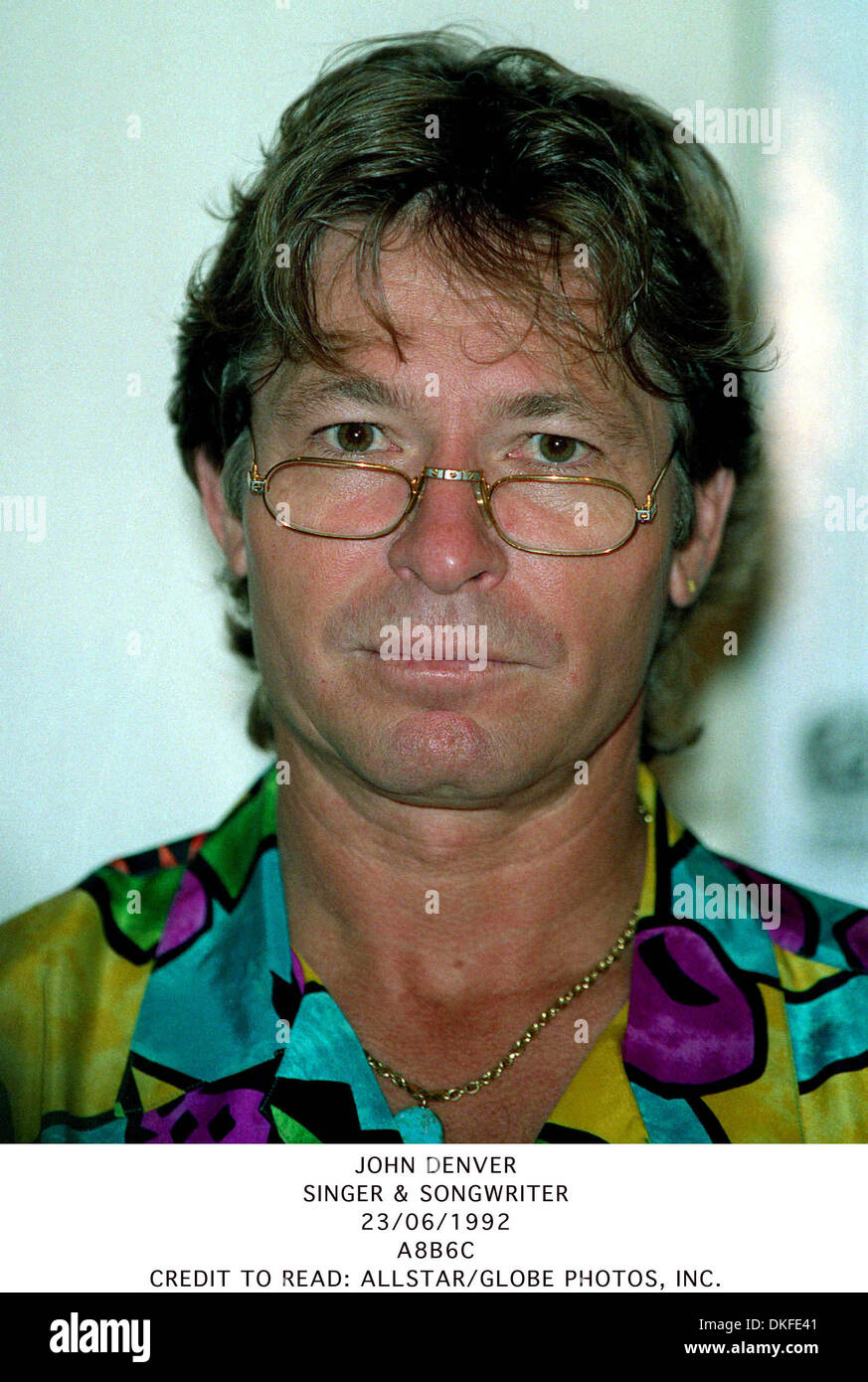 JOHN DENVER. SÄNGERIN & SONGWRITER.23/06/1992.A8B6C. KREDIT ZU LESEN: ALLSTAR / Stockfoto