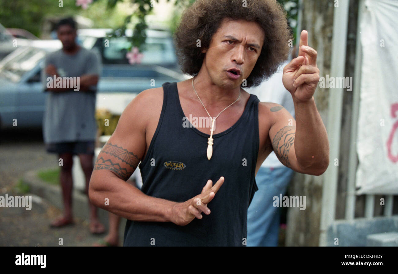 Eine polynesische Mann schreit seine Wut gegen den französischen Kolonialismus in Papete Tahiti. Stockfoto