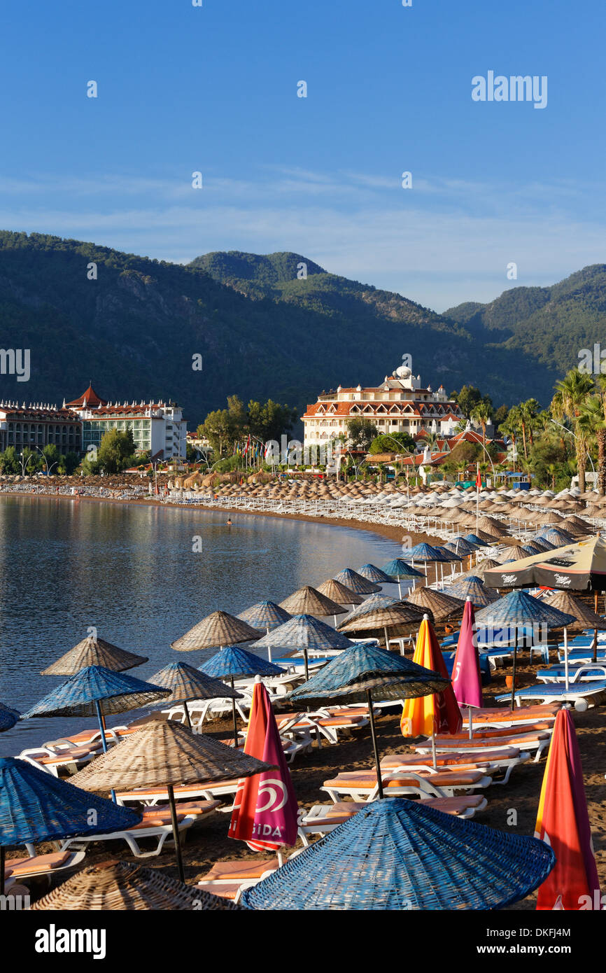 Strand von Icmeler in der Morgen, Marmaris, Muğla Provinz, Ägäis, Türkei Stockfoto