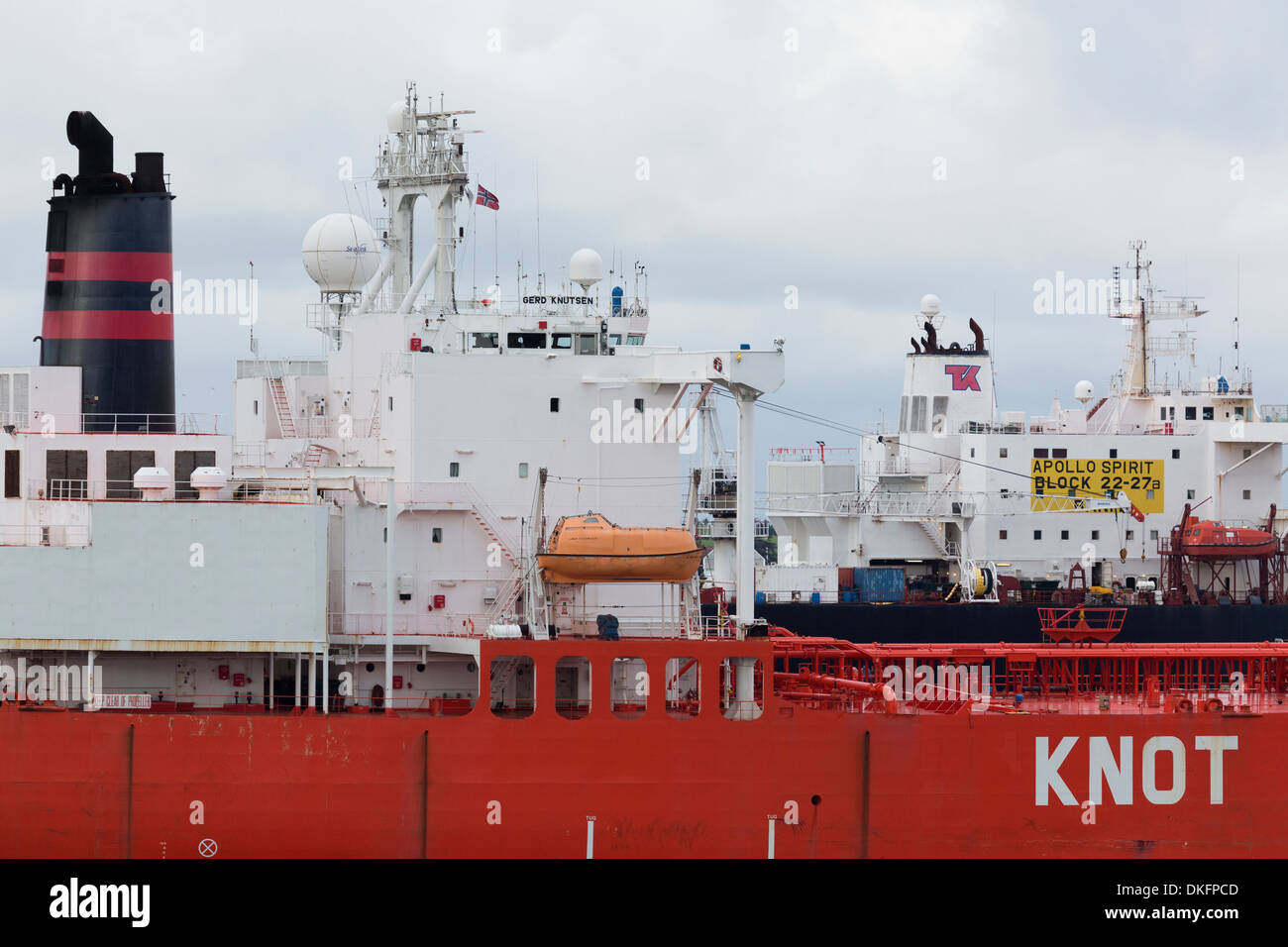 Bis Shuttle-Tanker in Haugesund, Norwegen verlegt. Stockfoto