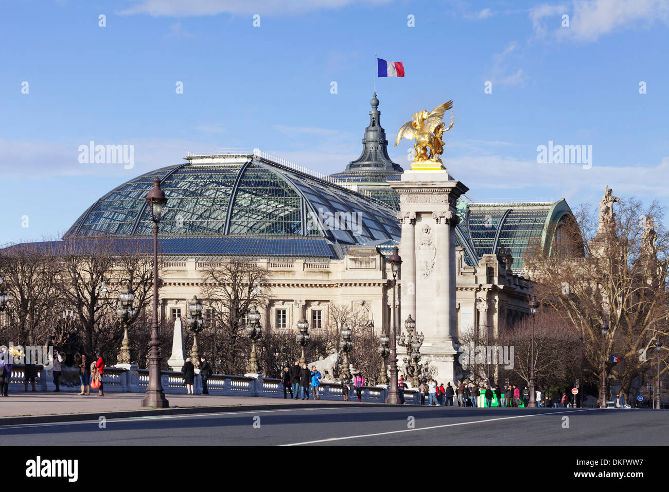 Brücke Pont Alexandre III und Grand Palais, Paris, Île-de-France, Frankreich, Europa Stockfoto