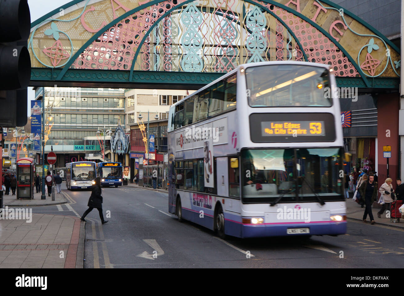 Sheffield England Uk Bus Straße Stockfoto