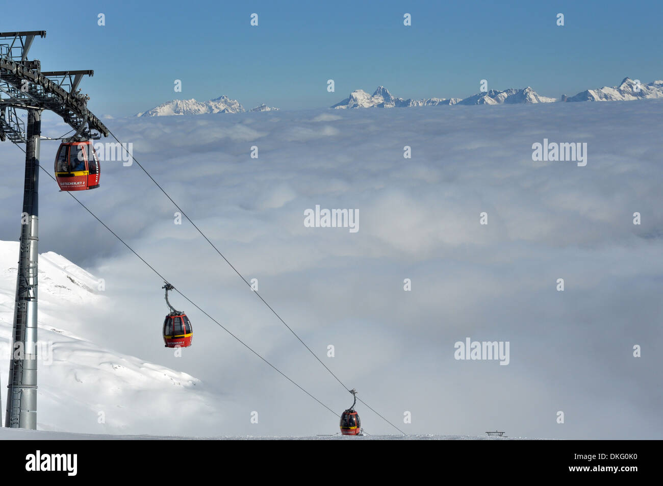 Seilbahn auf das Kitzsteinhorn Gletscher-Skigebiet Stockfoto