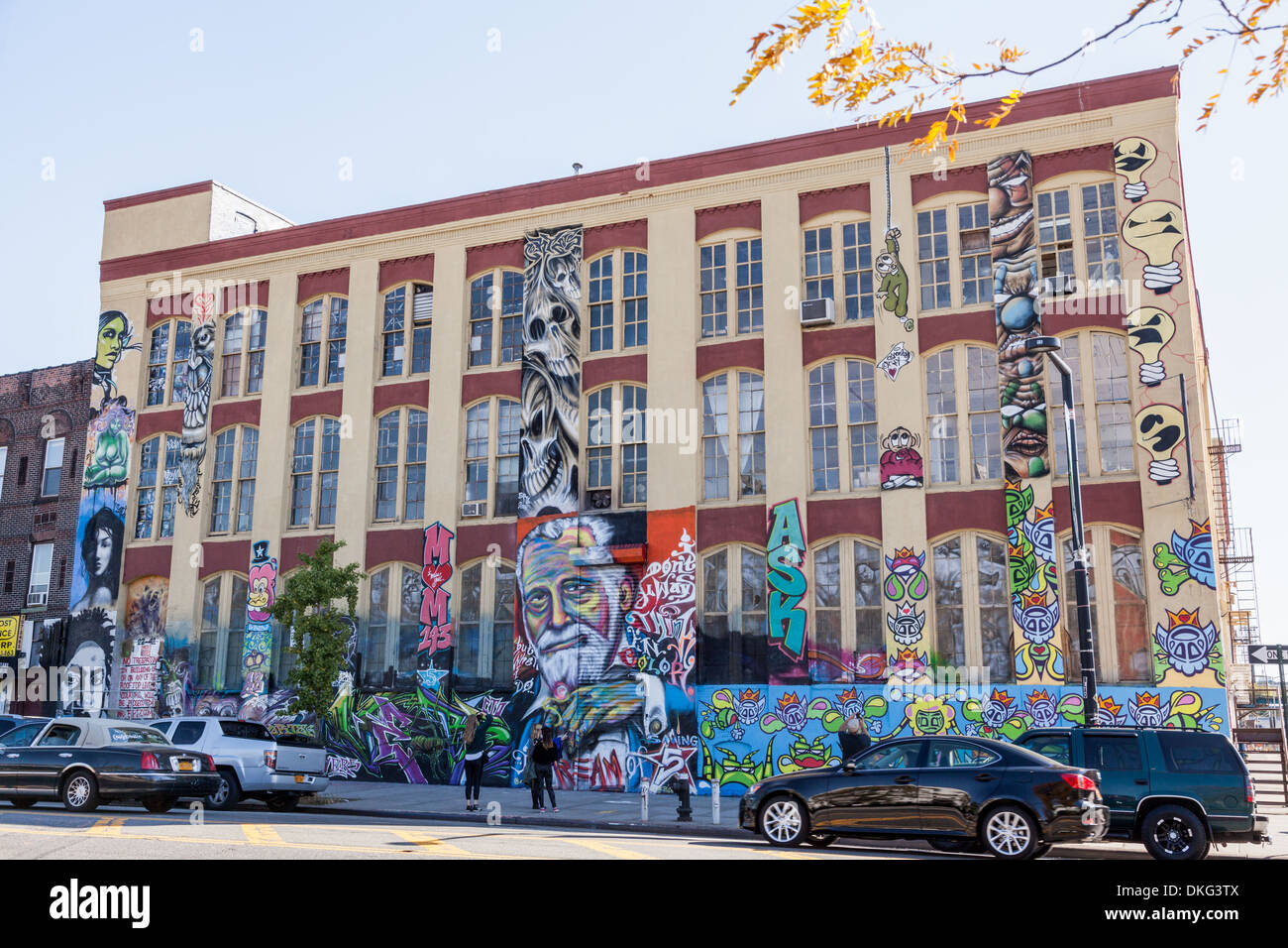 Fünf Pointz war ein Magnet für bekannte Graffiti-Künstler, Long Island City, Queens, New York City. November 2013 abgerissen. Stockfoto