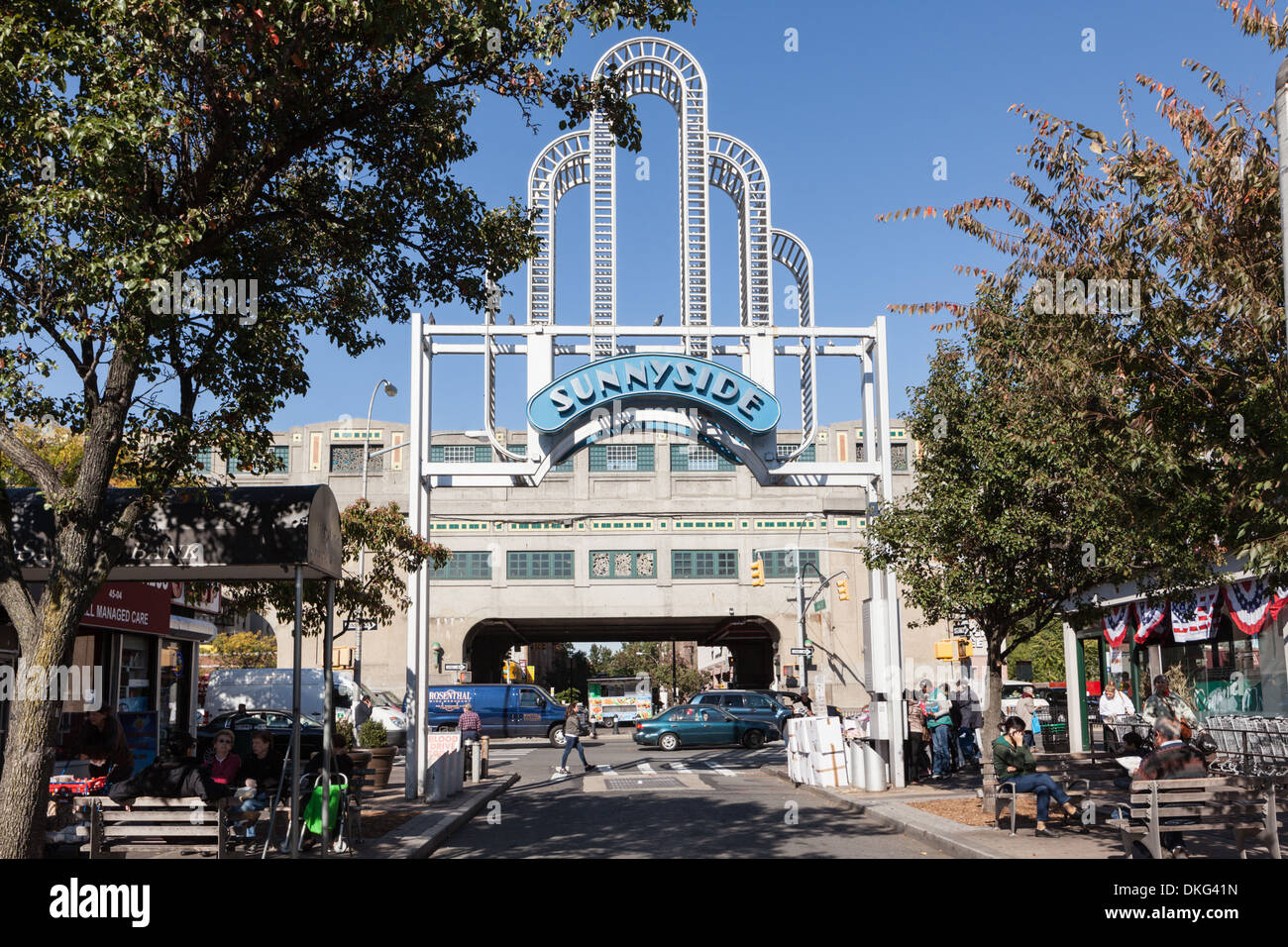 Nachbarschaft von Sunnyside, Queens, New York City. Stockfoto