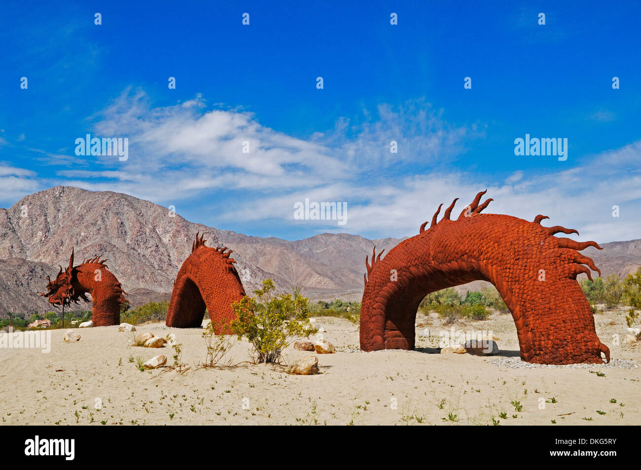 Drachen Skulptur, Galeta Wiesen Estate, Anza-Borrego Desert State Park, Colorado Desert, Kalifornien, usa Stockfoto