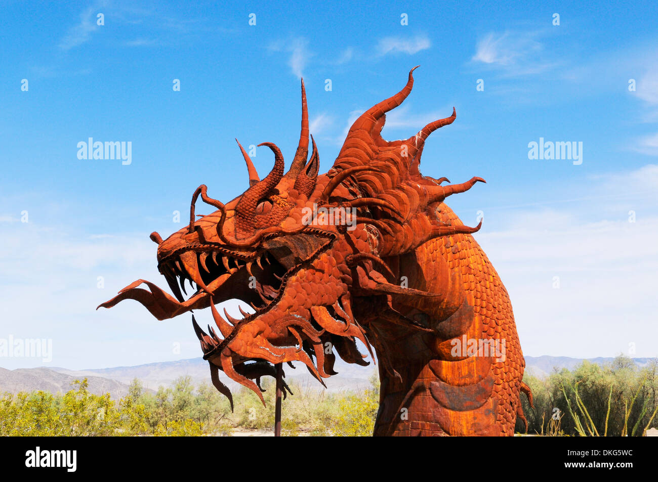 Drachen Skulptur, Galeta Wiesen Estate, Anza-Borrego Desert State Park, Colorado Desert, Kalifornien, usa Stockfoto