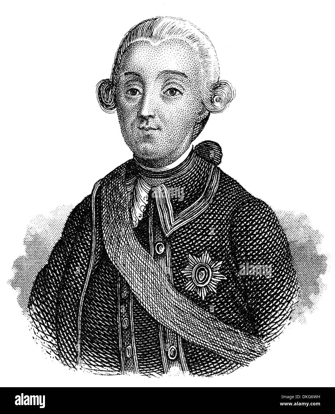 Porträt von Peter III, 1728-1762, III Pyotr Fyodorovich, Kaiser von Rußland im Jahre 1762, Stockfoto